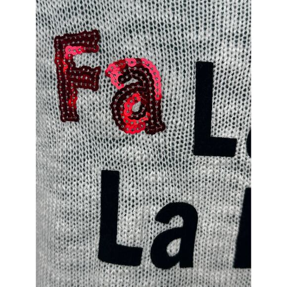 Christmas/Holiday Sweater White Fa La La Sequin Graphic Women’s Size L - Picture 3 of 6
